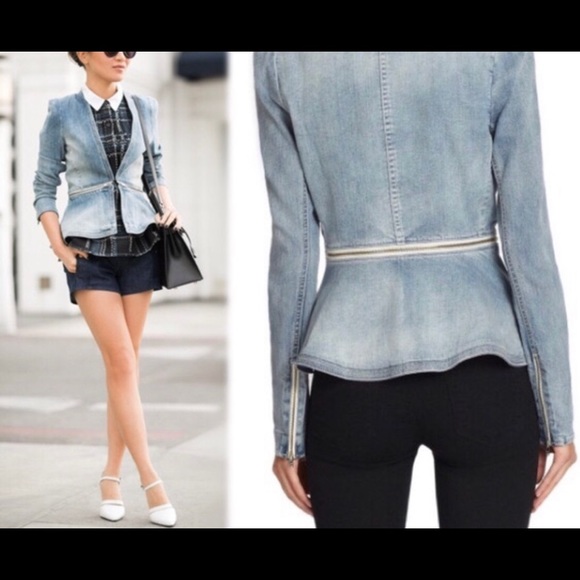 Rebecca Taylor Denim Peplum Jacket Sz 4 - Picture 7 of 8